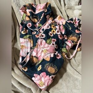 Floral Women's Pajama Set - Pink and Black